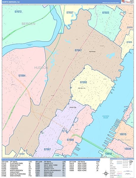 North Bergen Wall Map